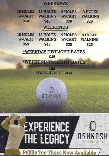 Oshkosh CC | 2020 rates